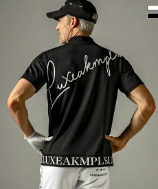 LUXEAKMPLUS リュクスエイケイエムプラス ゴルフ カーシヴロゴ 半袖 モックネック Tシャツ カットソー セットアップ対応 メンズ おしゃれ かっこいい ブランド ゴルフウェア スポーツウェア GOLF