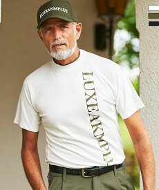 LUXEAKMPLUS リュクスエイケイエムプラス ゴルフ バーチカルロゴ半袖モックネックTシャツ 吸水 UVカット メンズ おしゃれ かっこいい ブランド ゴルフウェア スポーツウェア GOLF