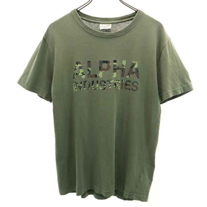 楽天市場】アルファインダストリーズ プリント 半袖 Tシャツ L カーキ  