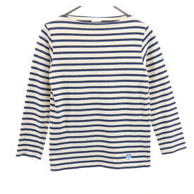 古着 ORCIVAL オーシバル フランス製 ボーダー柄 7分袖 ボートネック バスクシャツ 0 アイボリー 他 レディース 【中古】