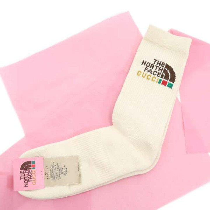 楽天市場 未使用 グッチ ノースフェイス イタリア製 ロゴ ソックス M クリーム Gucci The North Face 靴下 限定コラボ メンズ 中古 古着 Used専門百貨店big2nd