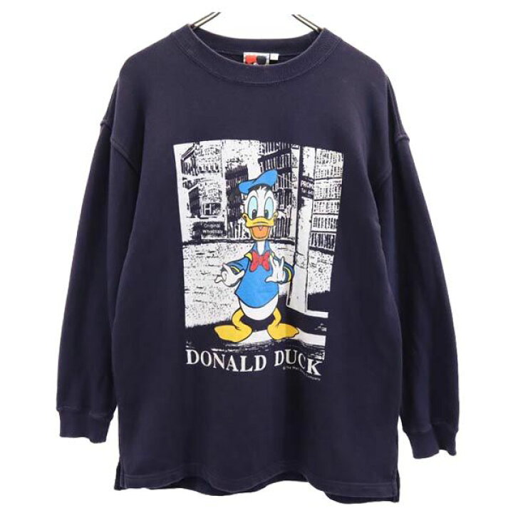 楽天市場】ディズニー ドナルドダック 長袖 スウェット L ネイビー系 