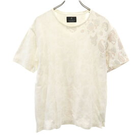 ランバン 日本製 総柄 半袖 Tシャツ 50 ホワイト系 LANVIN メンズ 【中古】 【240413】 メール便可