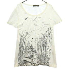 フラボア 総柄 半袖 Tシャツ 1 ホワイト FRAPBOIS クルーネック レディース 【中古】 【230608】 メール便可
