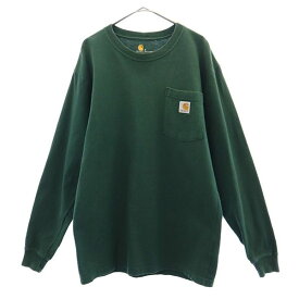 カーハート ロゴワッペン 長袖 Tシャツ S グリーン Carhartt ポケット付き メンズ 【中古】 【231214】