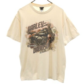 ハーレーダビッドソン プリント 半袖 Tシャツ L ベージュ HARLEY DAVIDSON メンズ 【中古】 【240414】 メール便可