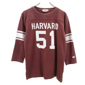 チャンピオン × ハーバード大学 コラボ 7分袖 Tシャツ L ボルドー Champion × HARVARD ロンT メンズ 【中古】 【240415】