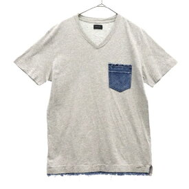 ディーゼル 半袖 Tシャツ XS グレー DIESEL Vネック ポケット付き メンズ 【中古】 【230625】 メール便可