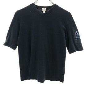 アルマーニジーンズ イタリア製 半袖 Vネック Tシャツ 4 ブラック ARMANI JEANS メンズ 【中古】 【240416】 メール便可 【PD】