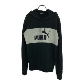 プーマ ロゴプリント 長袖 スウェットパーカー M ブラック PUMA メンズ 【中古】 【240417】