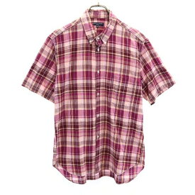 コムデギャルソンオム 2007年製 日本製 チェック柄 半袖 ボタンダウンシャツ S ピンク系 COMME des GARCONS HOMME メンズ 【中古】 【220510】 メール便可