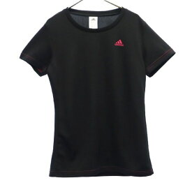 アディダス ワンポイントプリント トレーニングシャツ L ブラック adidas 半袖 Tシャツ クルーネック スポーツ レディース 【中古】 【230609】 メール便可