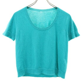 古着 HERMES エルメス イタリア製 カシミヤ100％ 半袖 セーター 40 グリーン系 ニット レディース 【中古】 【PD】