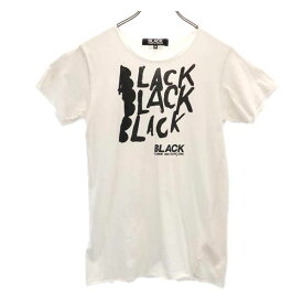 ブラックコムデギャルソン 2008年 日本製 プリント 半袖 Tシャツ M 白系 BLACK COMME des GARCONS ロゴ レディース 【中古】 【230617】 メール便可