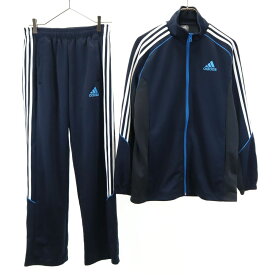 アディダス 長袖 トレーニングジャージ 上下 セットアップ M ネイビー adidas フロントジップ メンズ 【中古】 【240419】