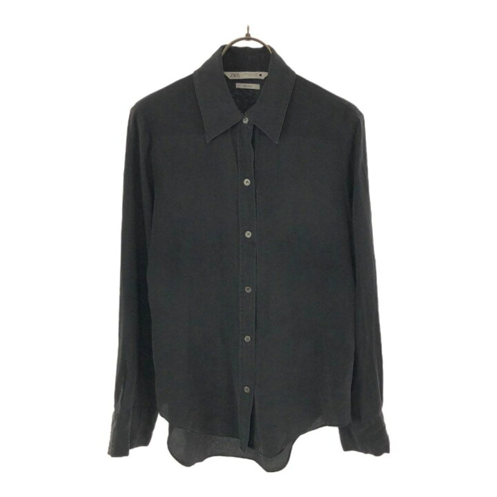 楽天市場】ザラ 長袖 シルク シャツ S ブラック系 ZARA レディース  