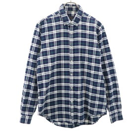 ザラマン チェック柄 長袖 ボタンダウンシャツ L ネイビー系 ZARA MAN メンズ 【中古】 【240420】