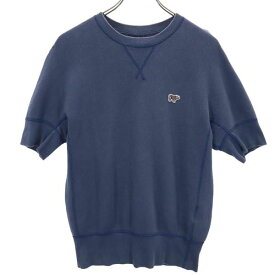 サイベーシックス 日本製 スウェット 半袖 Tシャツ 38 ネイビー SCYE BASICS ロゴ メンズ 【中古】 【230705】