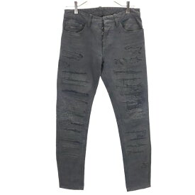 古着 BALENCIAGA バレンシアガ 日本製 ダメージ加工 パンツ w28 ダークグレー メンズ 【中古】