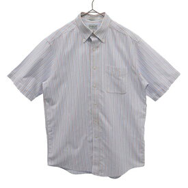 エルエルビーン ストライプ 半袖 ボタンダウンシャツ 15-REG ブルー L.L.Bean WRINKLE RESISTANT アウトドア メンズ 【中古】 【230727】 メール便可