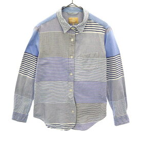 ナイジェルケーボン 日本製 ボーダー 長袖 レギュラーカラー コットンシャツ 38 ブルー系 Nigel Cabourn レディース 【中古】 【231117】