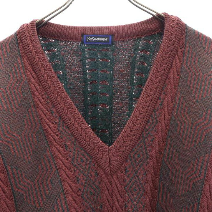 イヴ・サンローラン 90s 刺繍 ウール 100% Vネック ベスト 楽天市場 