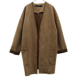 ザラベーシック フェイクスエード ノーカラーコート S ブラウン ZARA BASIC レディース 【中古】 【230115】