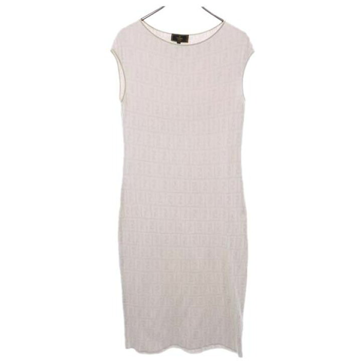 楽天市場】フェンディ イタリア製 ロゴ総柄 ワンピース 42 アイボリー  