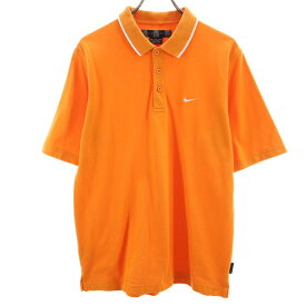 ナイキ ゴルフ 半袖 ポロシャツ M オレンジ NIKE DRY-FIT 鹿の子 メンズ 【中古】 【240422】