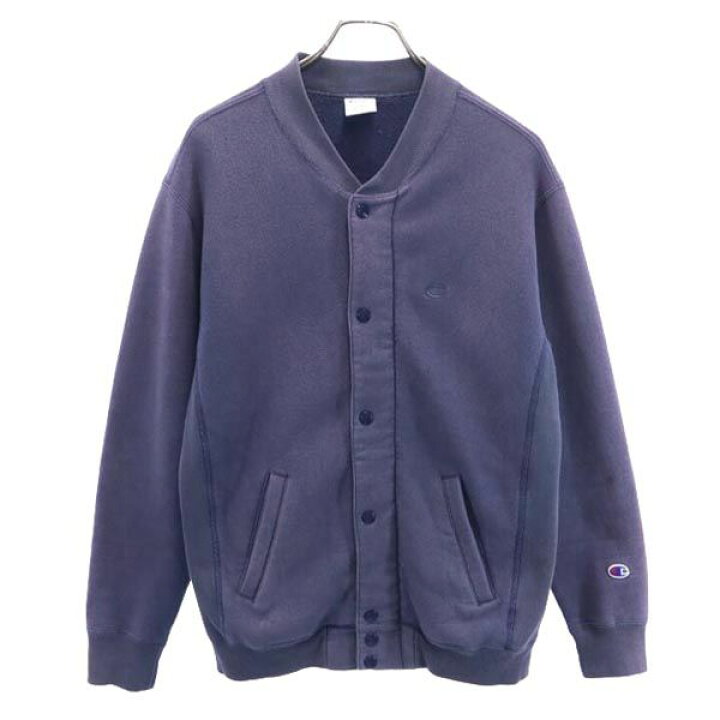 チャンピオン 青単 復刻 スウェットジャケット M ネイビー系 Champion 裏起毛 ロゴ刺繍 メンズ 【中古】  【230128】