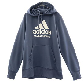 アディダス プリント 長袖 スウェットパーカー M ブルー adidas プルオーバー トレーナー メンズ 【中古】 【240112】 【PD】