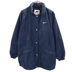 ナイキ 90s 00s 白タグ オールド ナイロンジャケット L 紺 NIKE フード レディース 【中古】 【230302】