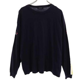 ゲス ロゴプリント 長袖 Tシャツ M ネイビー系 Guess ロンT メンズ 【中古】 【230428】