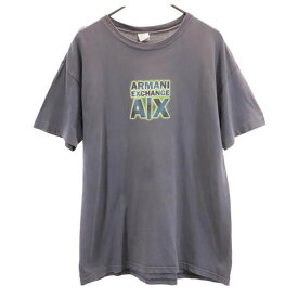 アルマーニエクスチェンジ 90s オールド USA製 プリント 半袖 Tシャツ M グレー系 ARMANI EXCHANGE ロゴ メンズ 【中古】 【230731】