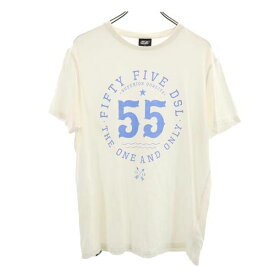 フィフティーファイブディーエスエル ロゴプリント 半袖 Tシャツ XL ホワイト系 55DSL メンズ 【中古】 【230521】 メール便可