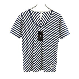 未使用 グラム 日本製 ボーダー柄 半袖 Tシャツ 1 白×ネイビー glamb ロゴ刺繍 レディース 【中古】 【230612】 メール便可