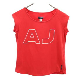 アルマーニジーンズ ロゴプリント 半袖 Tシャツ USA4 レッド系 ARMANI JEANS レディース 【中古】 【230525】 メール便可