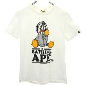 アベイシングエイプ 日本製 ロゴプリント 半袖 Tシャツ XS ホワイト系 A BATHING APE レディース 【中古】 【230527】 メール便可