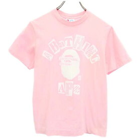 アベイシングエイプ 日本製 ロゴプリント 半袖 Tシャツ ピンク系 A BATHING APE レディース 【中古】 【230527】 メール便可