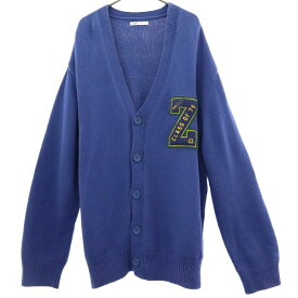 ザラ ワッペン 長袖 ニット カーディガン L ブルー ZARA メンズ 【中古】 【231104】