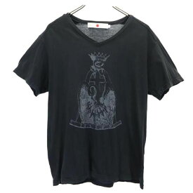 マーカ 日本製 Vネック プリント 半袖 Tシャツ 2 ブラック系 marka メンズ 【中古】 【230528】 メール便可