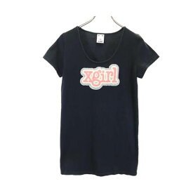 エックスガール 半袖 Tシャツ 2 ブラック X-girl 日本製 ロゴ レディース 【中古】 【230805】