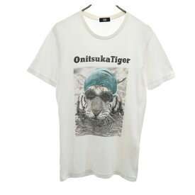 オニツカタイガー 半袖 Tシャツ M ホワイト ONITSUKA TIGER メンズ 【中古】 【240427】 メール便可