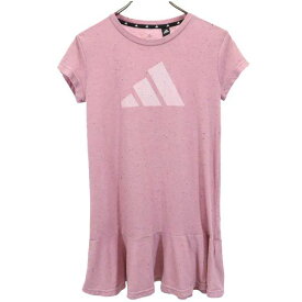 アディダス 半袖 Tシャツ 150 ピンク系 adidas ロゴ チュニック キッズ 【中古】 【230809】 メール便可