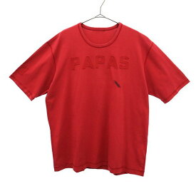 パパス ロゴワッペン 半袖 Tシャツ L レッド Papas メンズ 【中古】 【230810】 メール便可