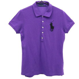 ラルフローレン ビックボニー 半袖 ポロシャツ M パープル RALPH LAUREN THE SKINNY POLO 鹿の子地 レディース 【中古】 【230810】