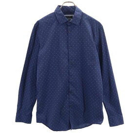 ザラマン ドット 長袖 シャツ M ネイビー ZARA MAN メンズ 【中古】 【231126】 メール便可