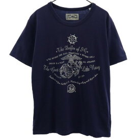 ダファー ザ オフィシャル プリント 半袖 Tシャツ M ネイビー DUFFER THE OFFICIAL 日本製 メンズ 【中古】 【230816】 メール便可