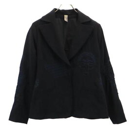 イープレイ イタリア製 ウール100％ テーラードジャケット S ブラック E-PLAY 刺繍 レディース 【中古】 【230828】