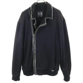 アルマーニエクスチェンジ スウェット ライダースジャケット L 黒 ARMANI EXCHANGE 薄中綿入 メンズ 【中古】 【240117】